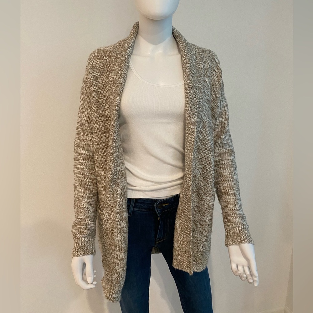 BP Nordstrom Drape Front Cardigan Sweater, Beige and White Women's Size S